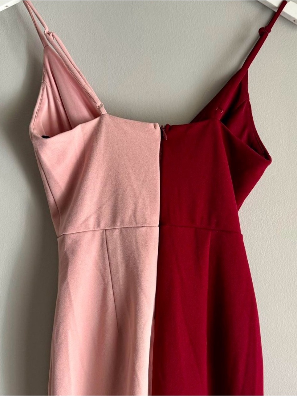 Lulu’s Gretchen Burgundy and Pink Two-Tone Bodycon Dress Size Small - Picture 5 of 8